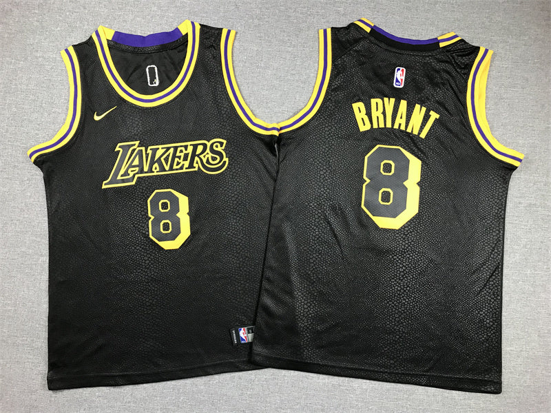 Youth Kobe Bryant Los Angeles Lakers #8 Black Mamba Embroidered  Jersey