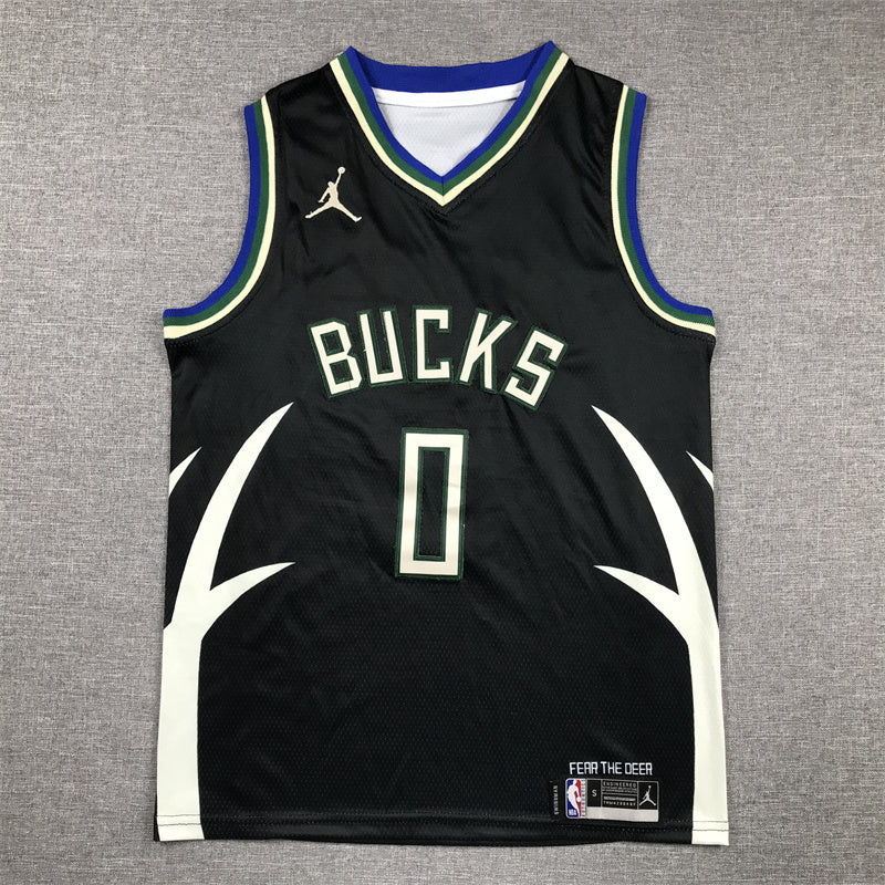 Youth Damian Lillard Milwaukee Bucks #0  Embroidered Jersey