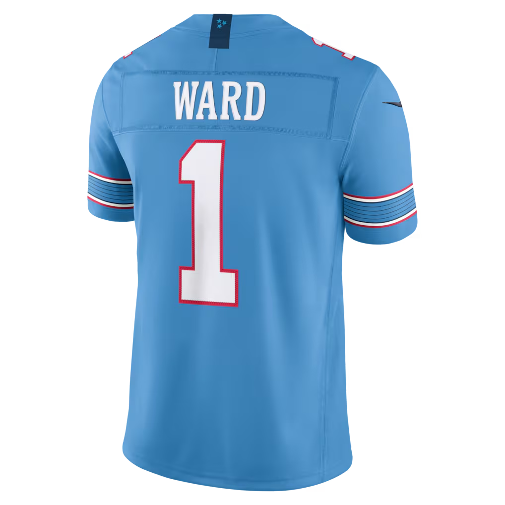 Cameron Ward #1 Tennessee Titans Light Blue Vapor F.U.S.E. Sewn Down Limited Jersey