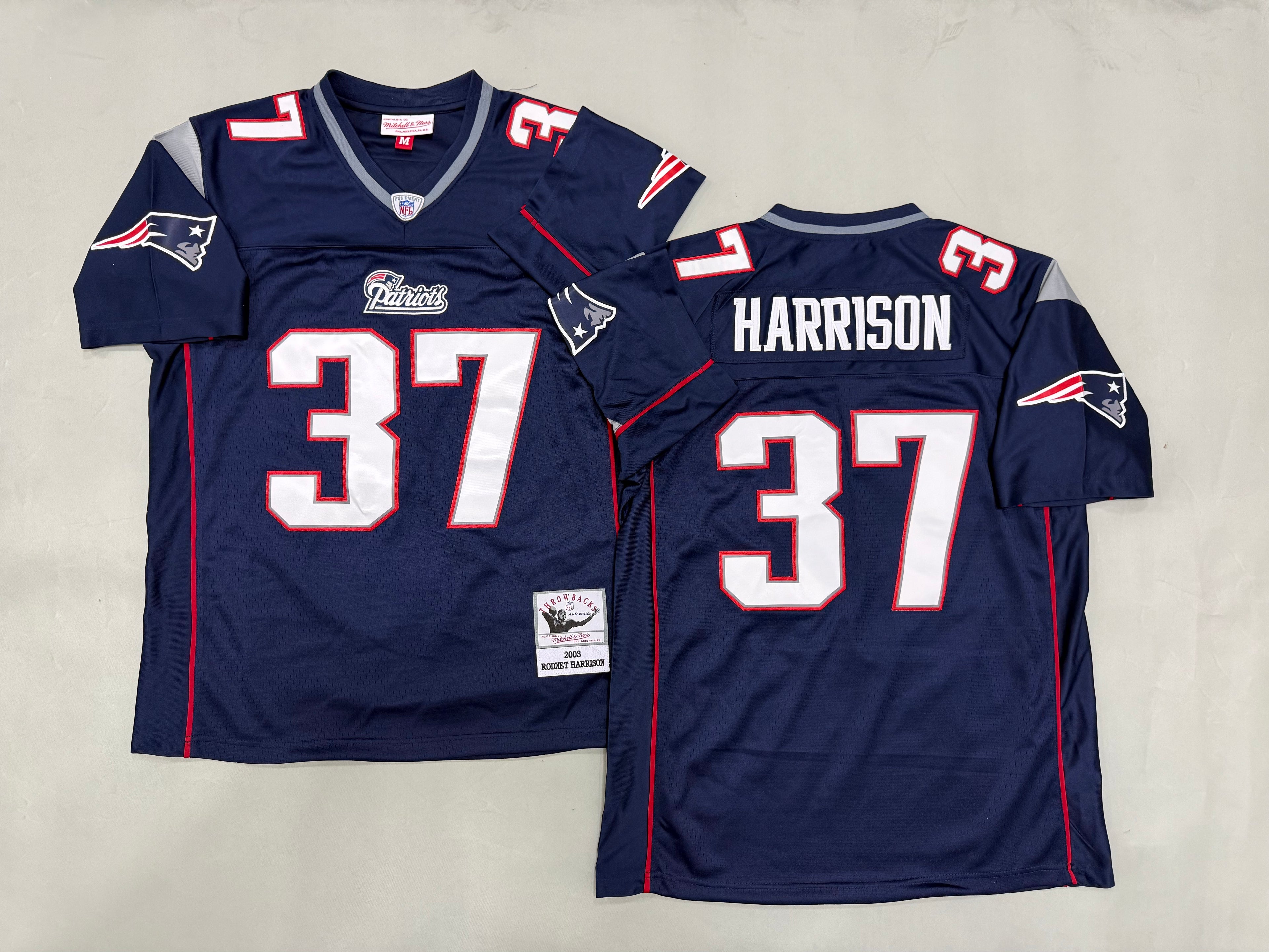 Mens Rodney Harrison#37 New England Patriots Vintage Throwback Jersey