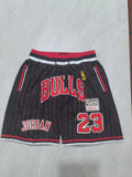 Chicago Bulls Black & Red Striped Retro Pocket Shorts
