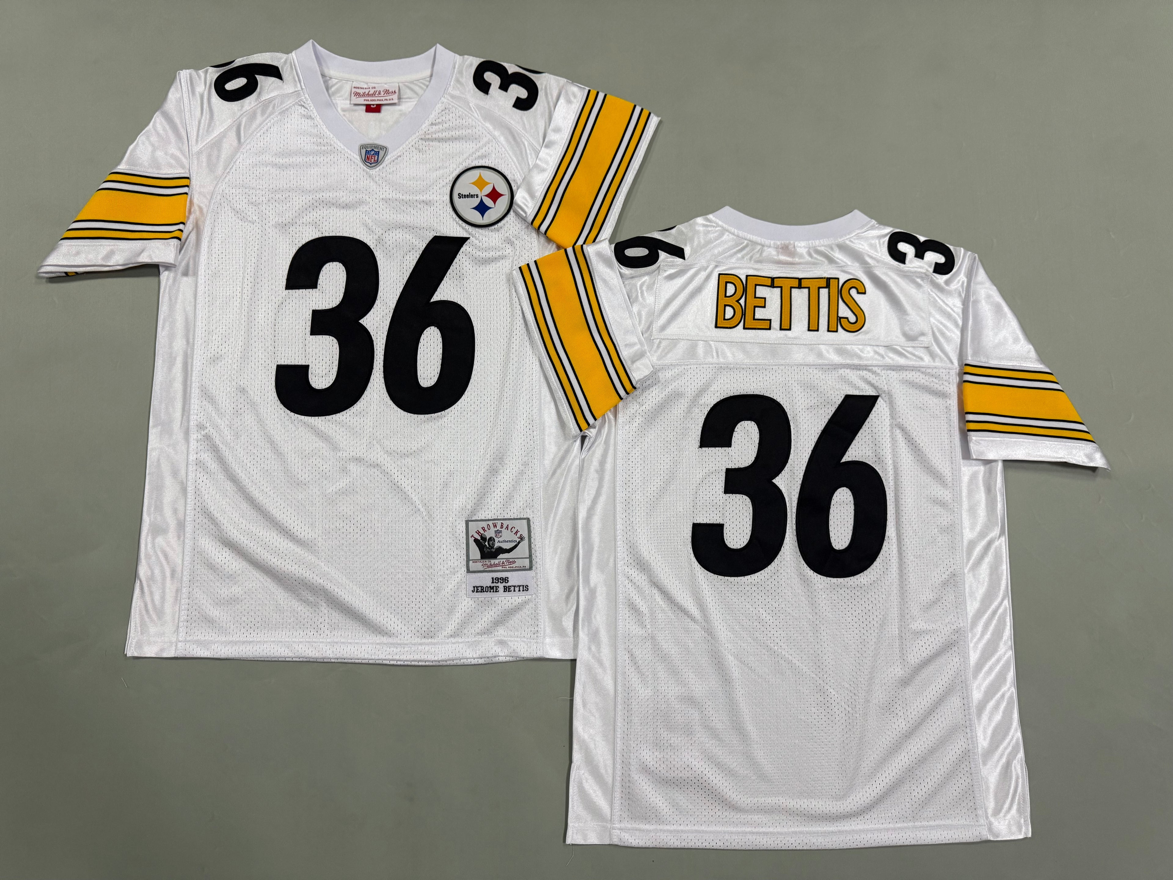 Mens Jerome Bettis#36 white Pittsburgh Steelers Vintage Throwback Jersey