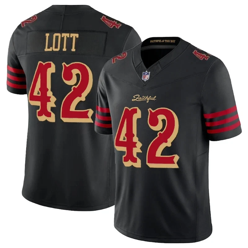 Ronnie Lott #42 San Francisco 49ers Black 2025 Rivalries Collection Game Limited Jersey