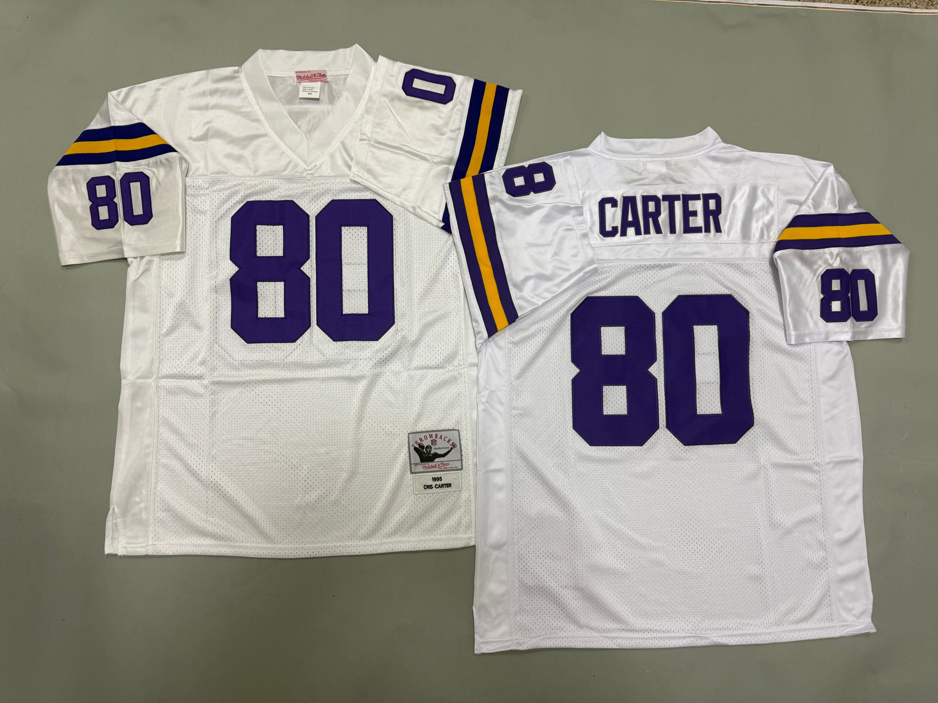 Mens Cris Carter#80 white Minnesota Vikings Vintage Throwback Jersey