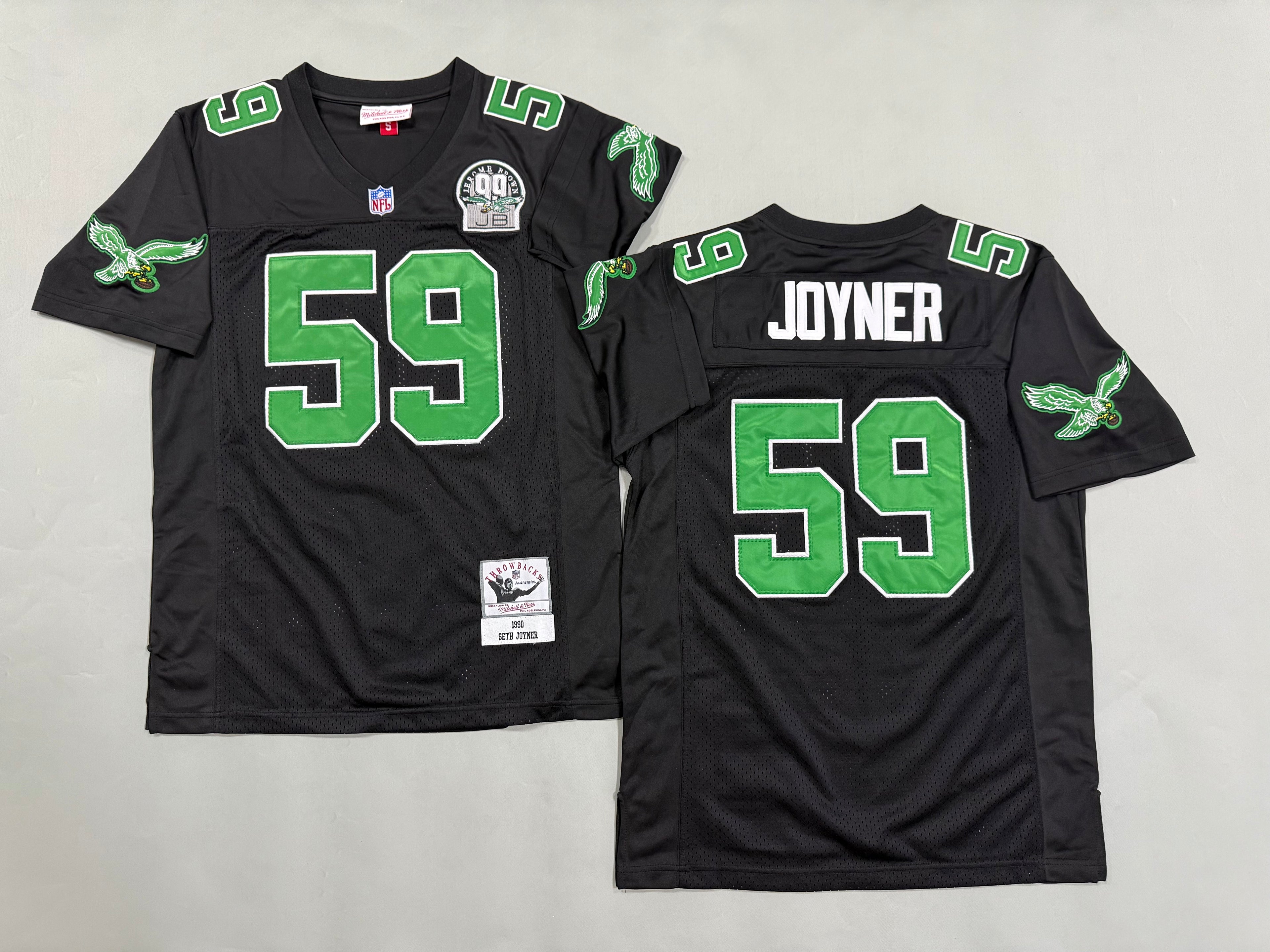 Mens Seth Joyner#59 black Philadelphia Eagles Vintage Throwback Jersey