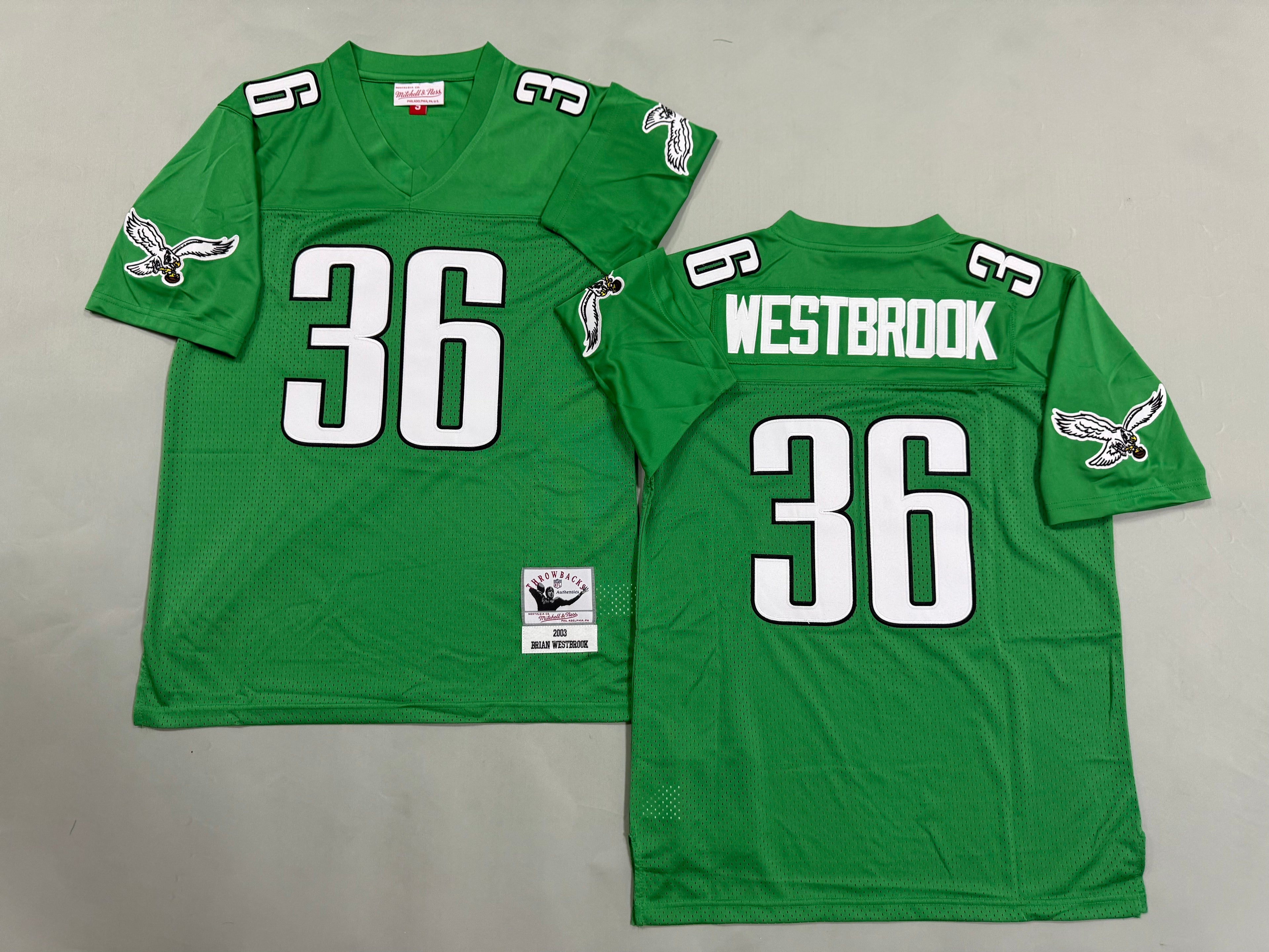 Mens Brian Westbrook#36 Philadelphia Eagles Vintage Throwback Jersey