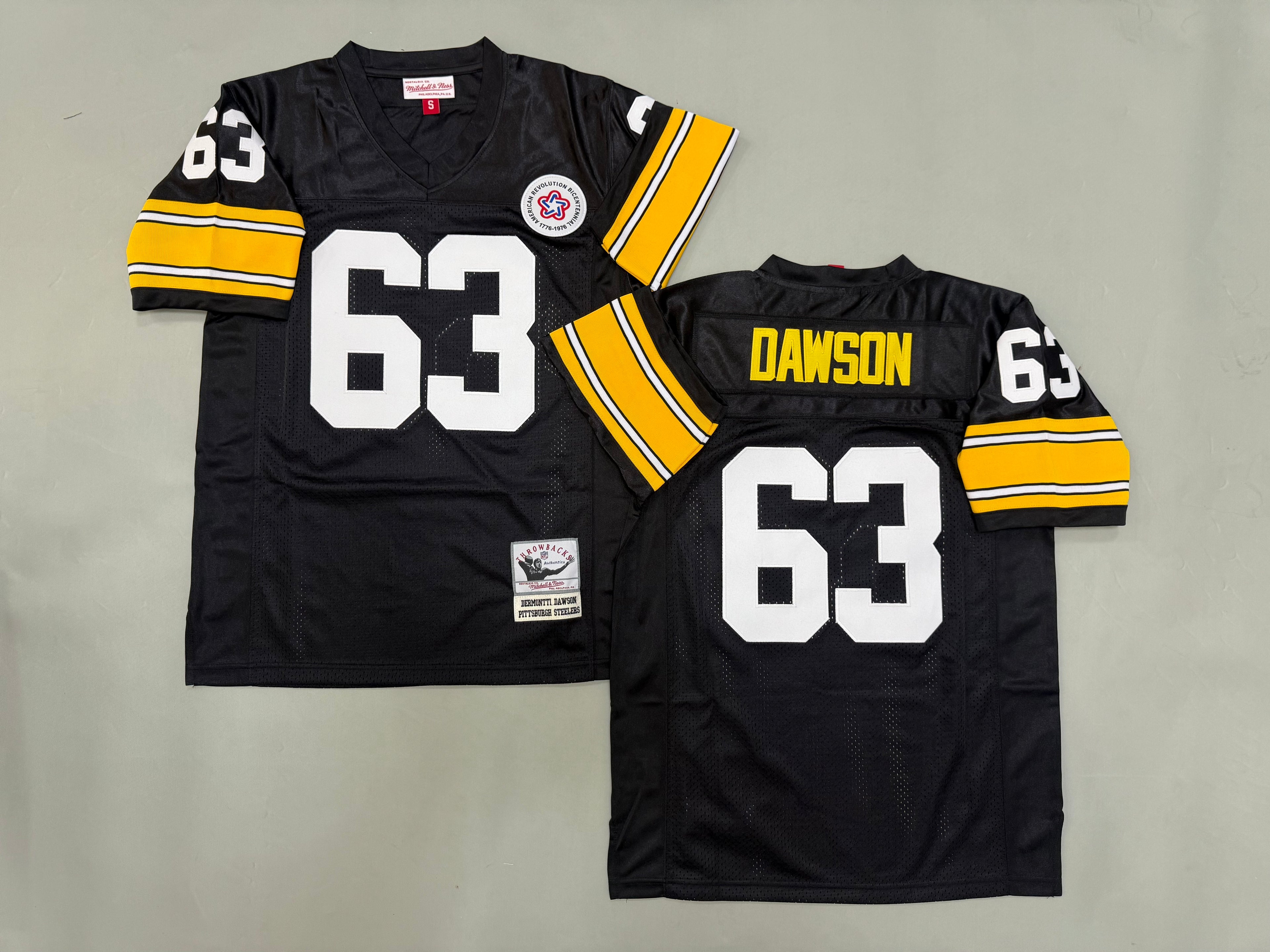 Mens Dermontti Dawson#63 black Pittsburgh Steelers Vintage Throwback Jersey