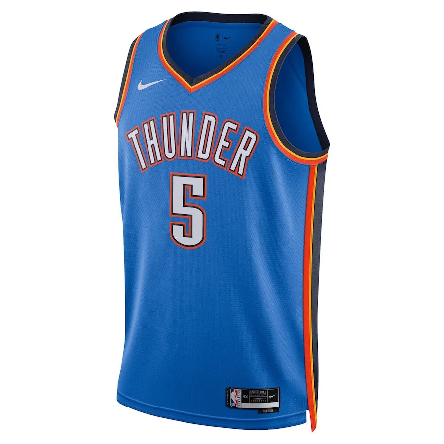 Unisex Oklahoma City Thunder Luguentz Dort Nike Blue 2025 NBA Finals Swingman Jersey - Icon Edition