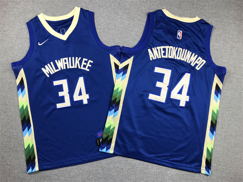 Youth Giannis Antetokounmpo Milwaukee Bucks #34 City Edition Embroidered Jersey