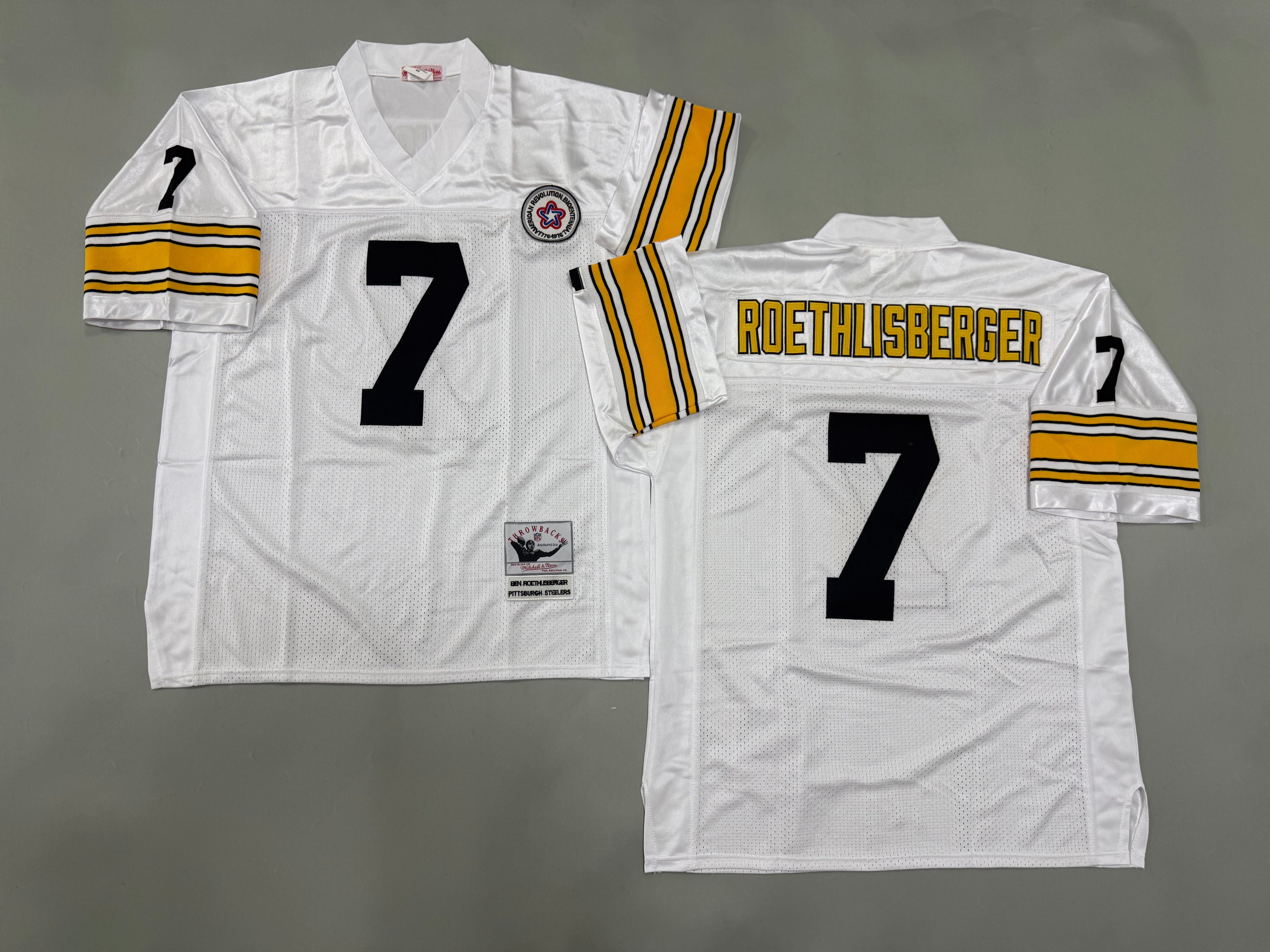 Mens Ben Roethlisberger#7 white‌ Pittsburgh Steelers Vintage Throwback Jersey