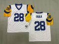 Mens Marshall Faulk#28 white Los Angeles Rams Vintage Throwback Jersey