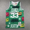Boston Celtics Larry Bird #33 "Graffiti" 1985-86 Throwback Jersey — Embroidered
