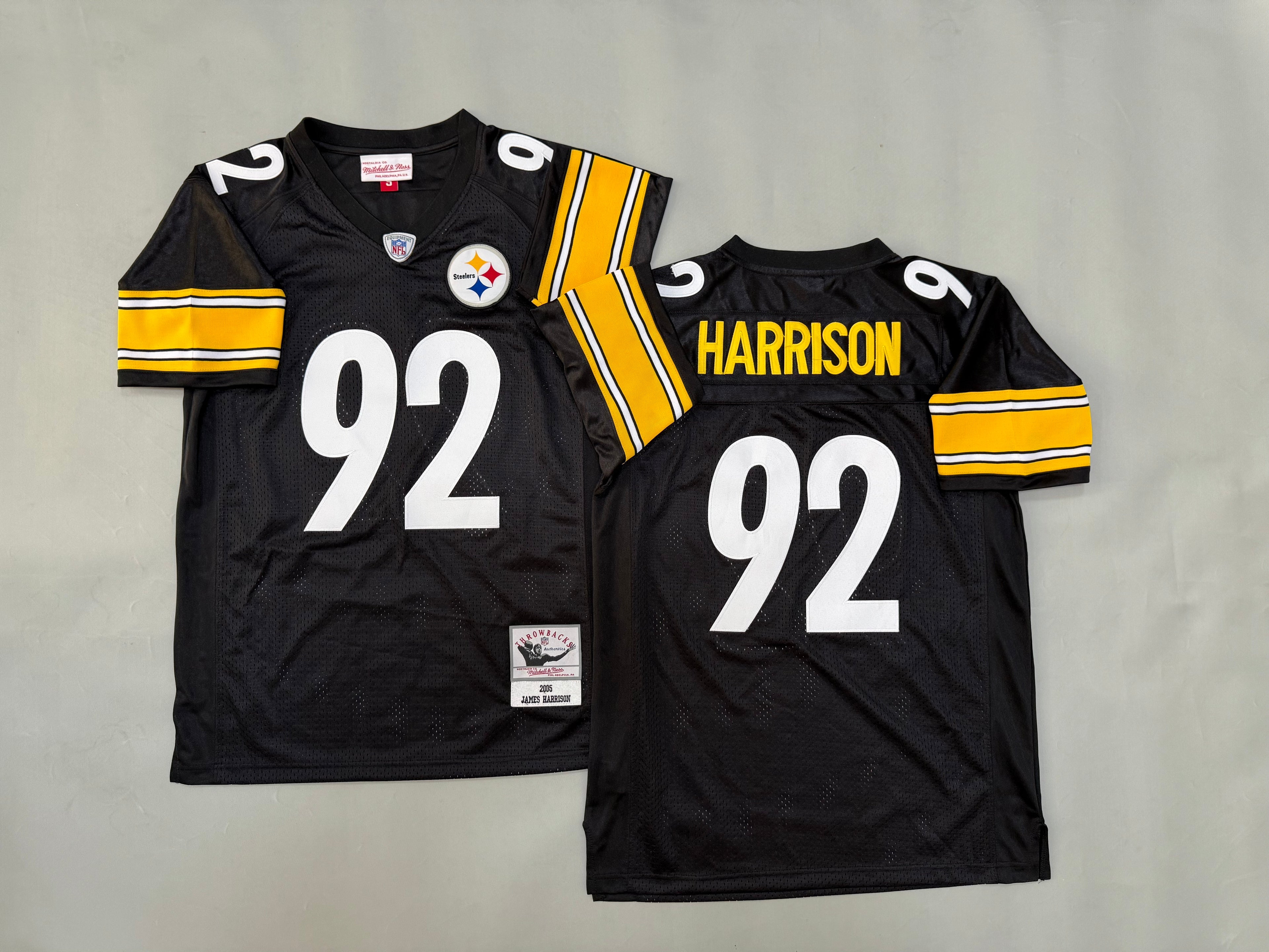 Mens James Harrison#92 black Pittsburgh Steelers Vintage Throwback Jersey