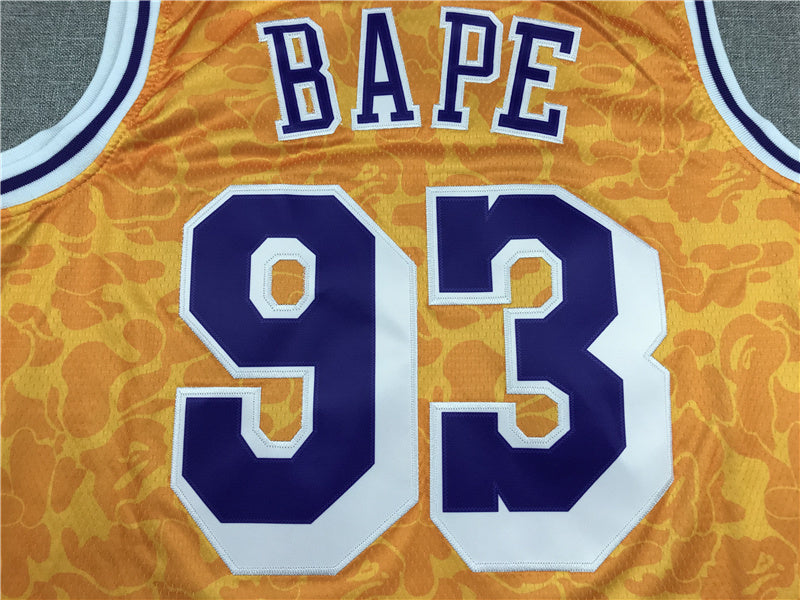 Los Angeles Lakers BAPE #93 1996-97 Throwback Embroidered Jersey