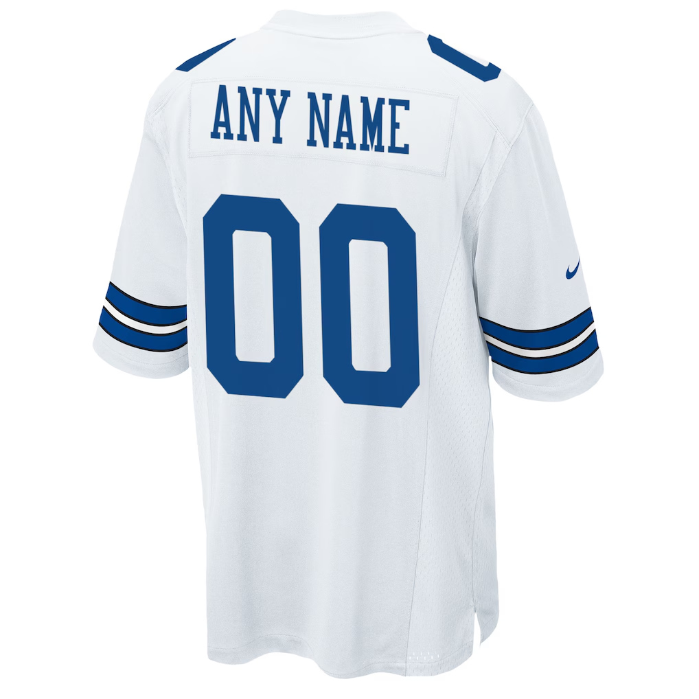 Custom Dallas Cowboys White Game Jersey