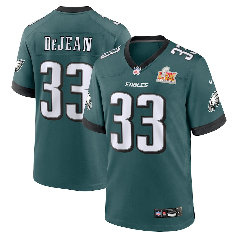 Men's Philadelphia Eagles Cooper DeJean  Midnight Green Super Bowl LIX Game Player Jersey