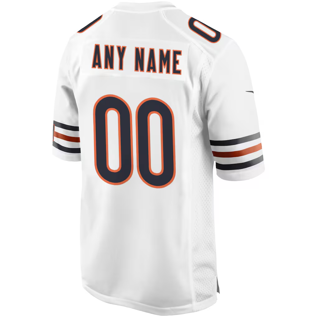 Custom Chicago Bears White Game Jersey