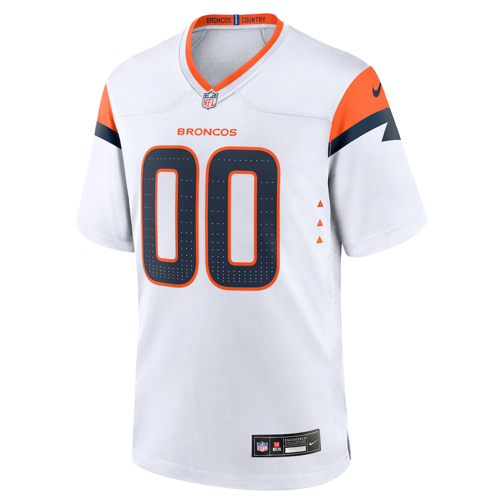 Custom Denver Broncos White Game Jersey