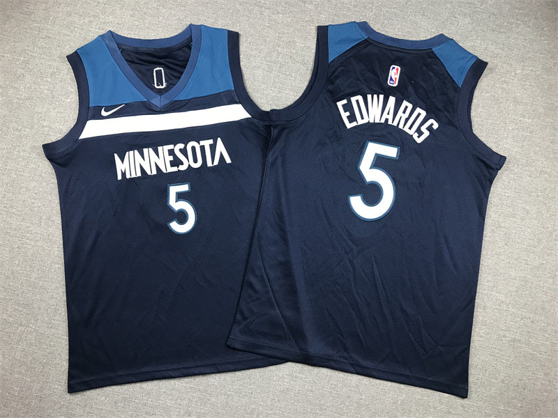 Youth Anthony Edwards Minnesota Timberwolves #5  Embroidered Jersey