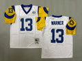 Mens Kurt Warner#13 white Los Angeles Rams Vintage Throwback Jersey