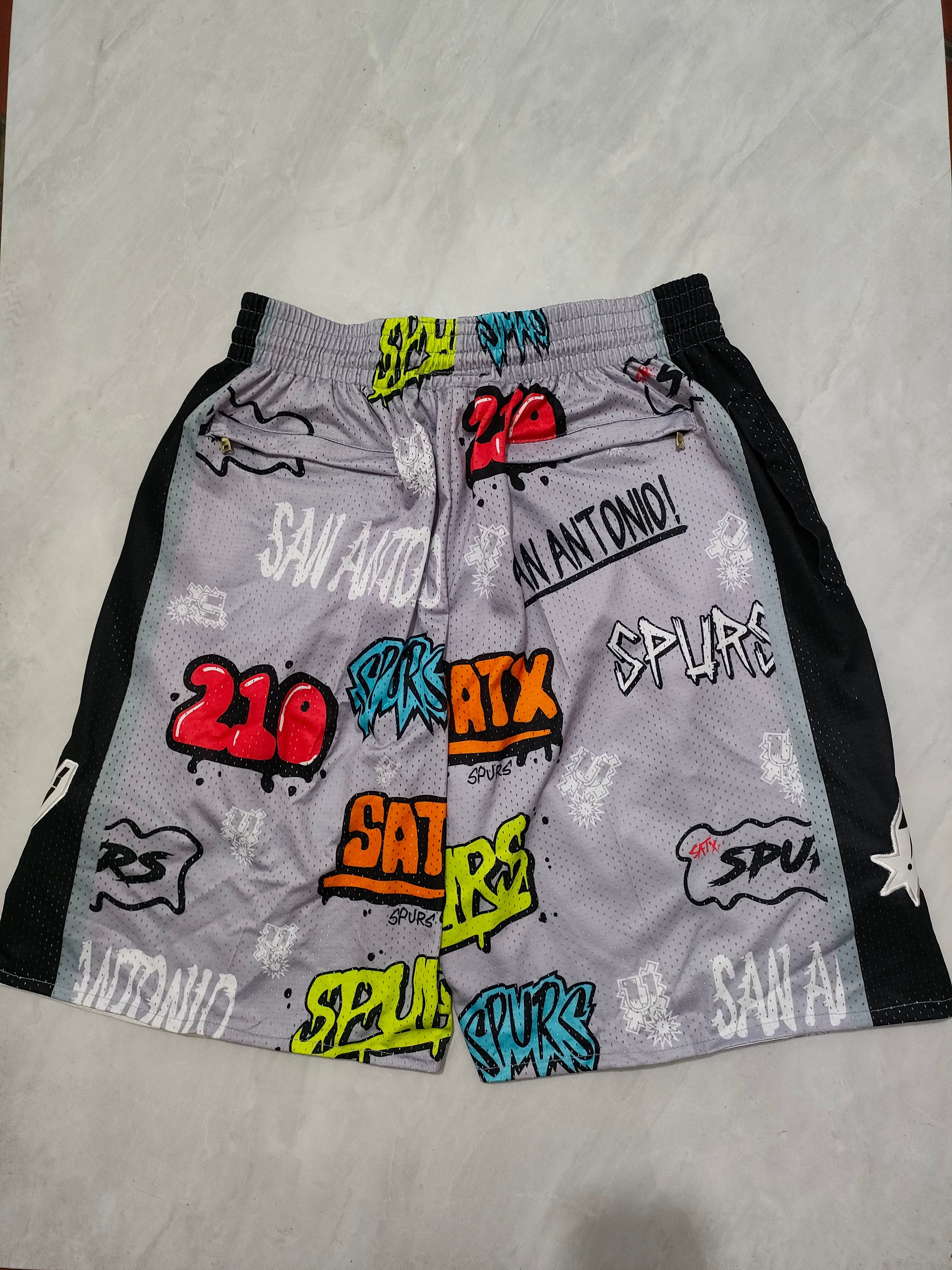 San Antonio Spurs Grey Graffiti Pocket Shorts