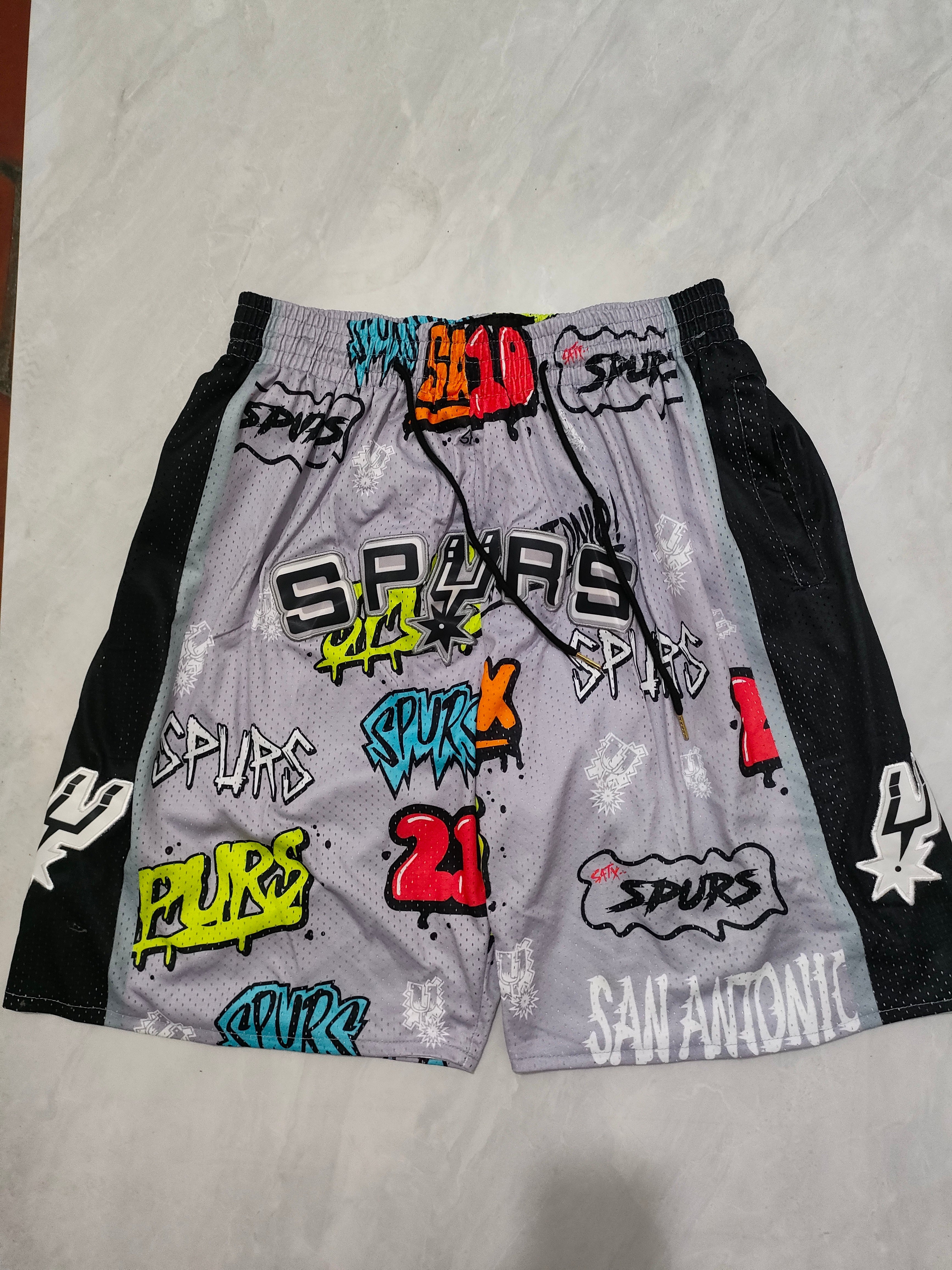 San Antonio Spurs Grey Graffiti Pocket Shorts