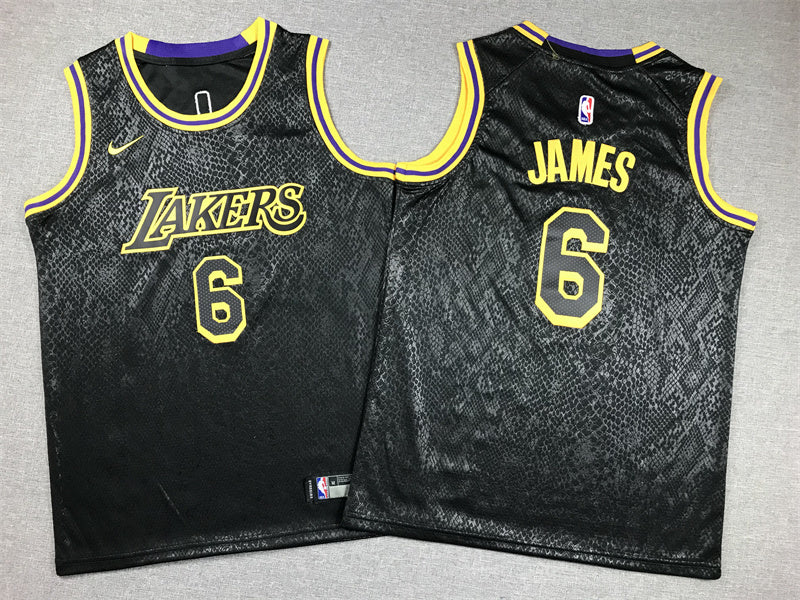 Youth LeBron James Los Angeles Lakers #6 City Edition Black Mamba Embroidered  Jersey