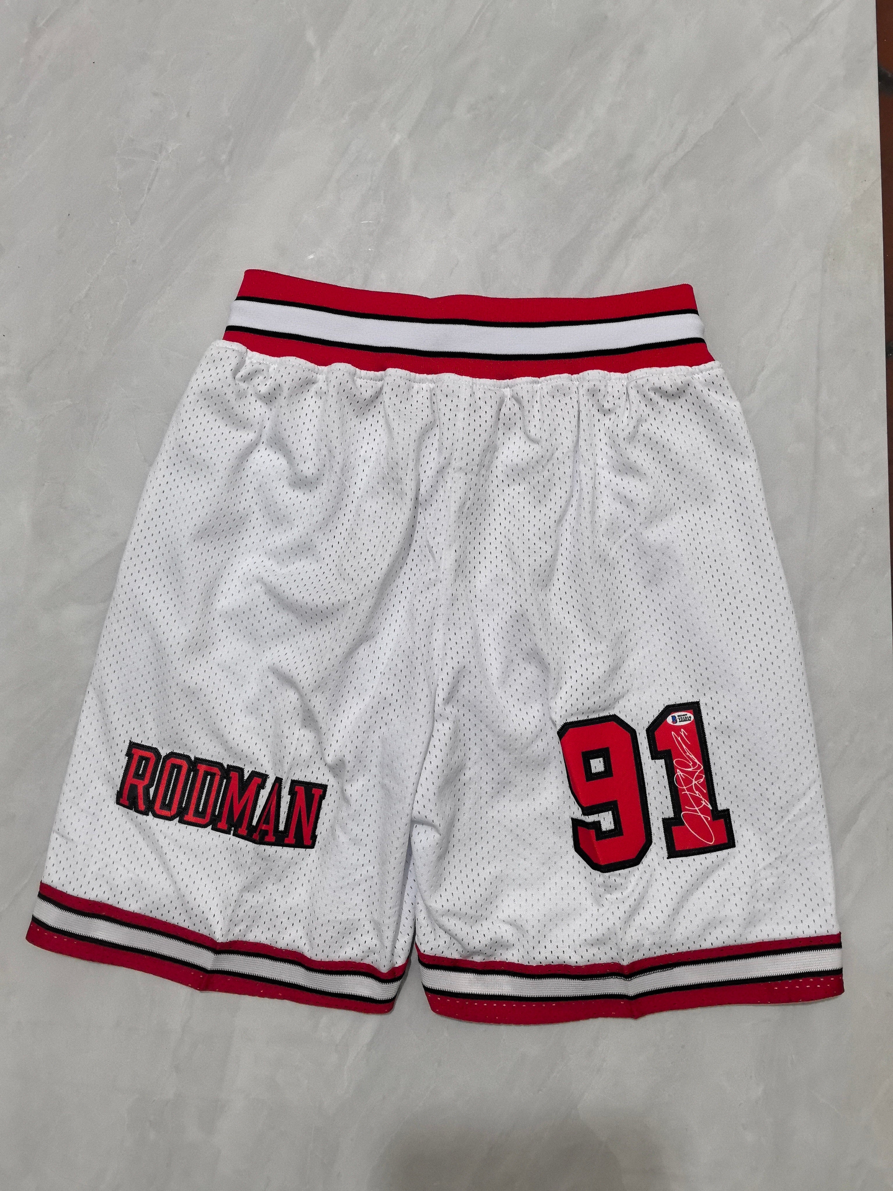 Chicago Bulls White Retro Pocket Basketball Shorts #91