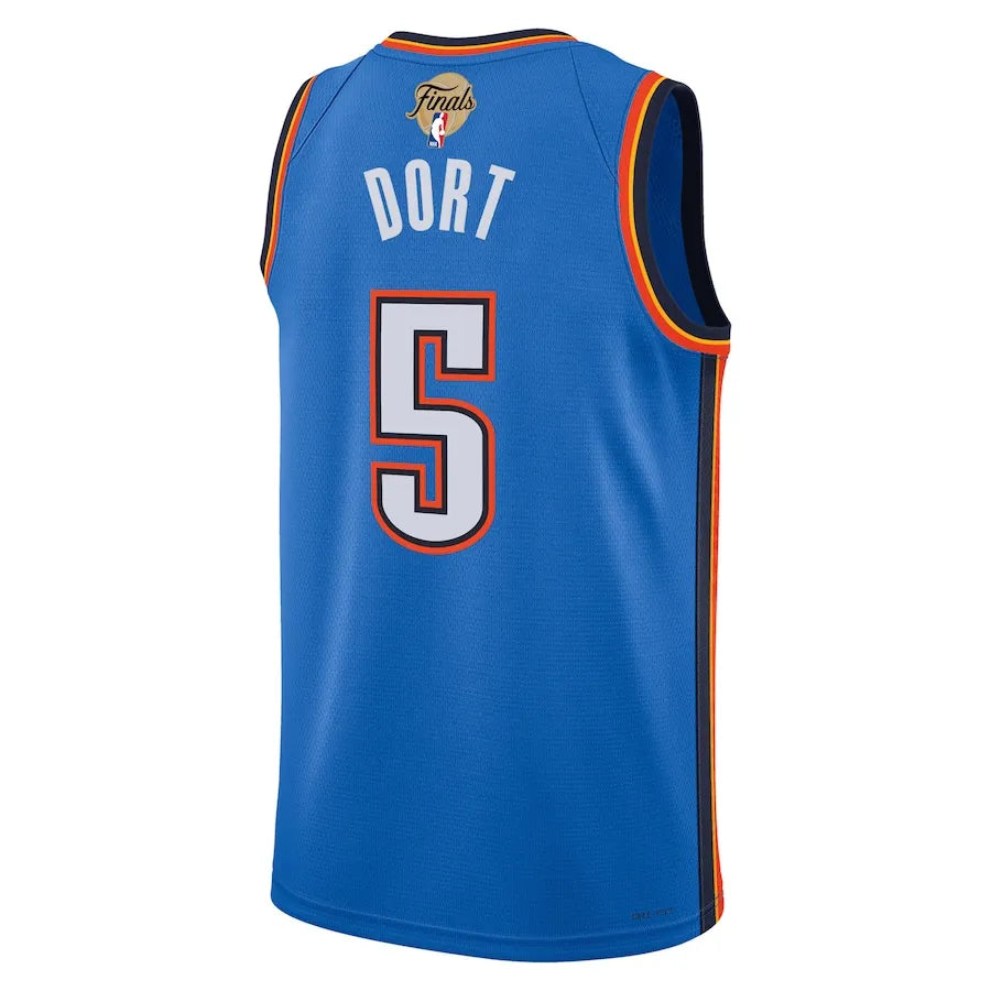 Unisex Oklahoma City Thunder Luguentz Dort Nike Blue 2025 NBA Finals Swingman Jersey - Icon Edition