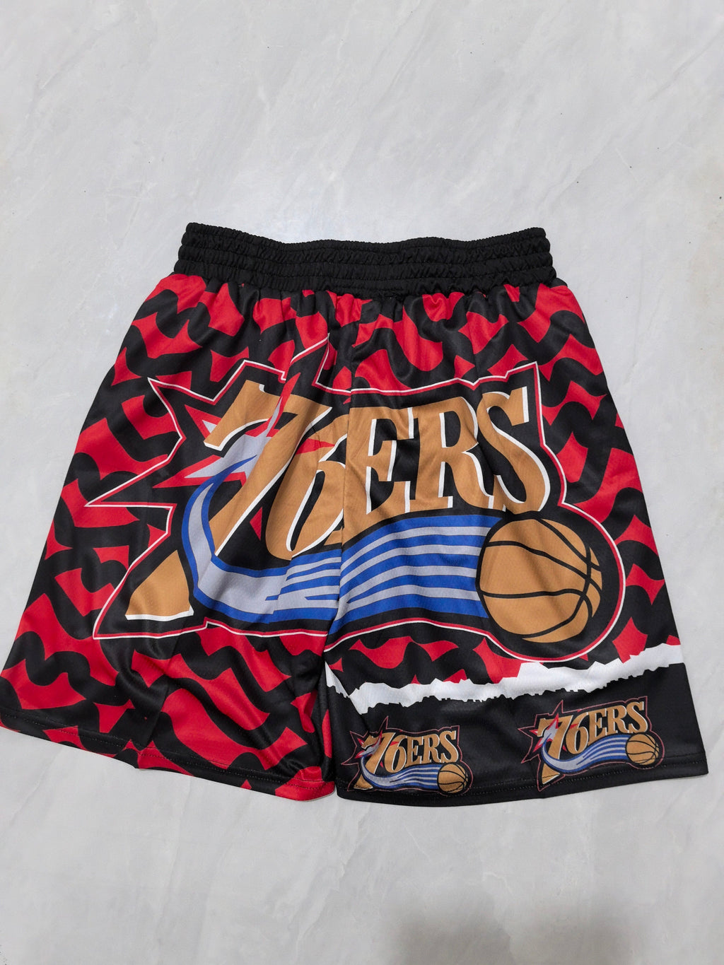 Philadelphia 76ers Black & Red heat transfer pocket shorts