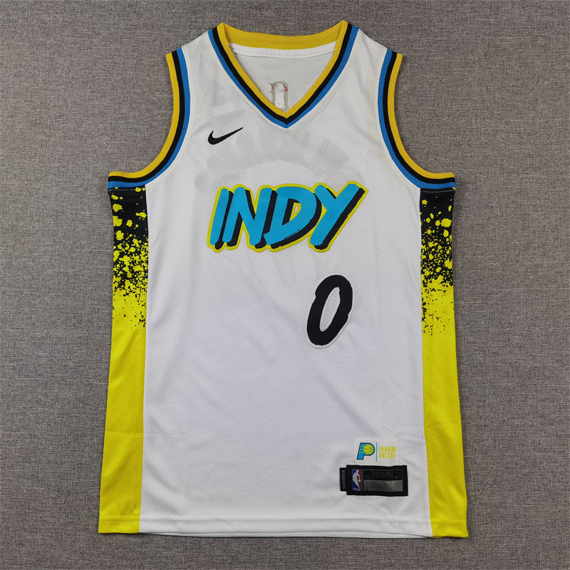 Youth Tyrese Haliburton Indiana Pacers #0 City Edition Embroidered  Jersey