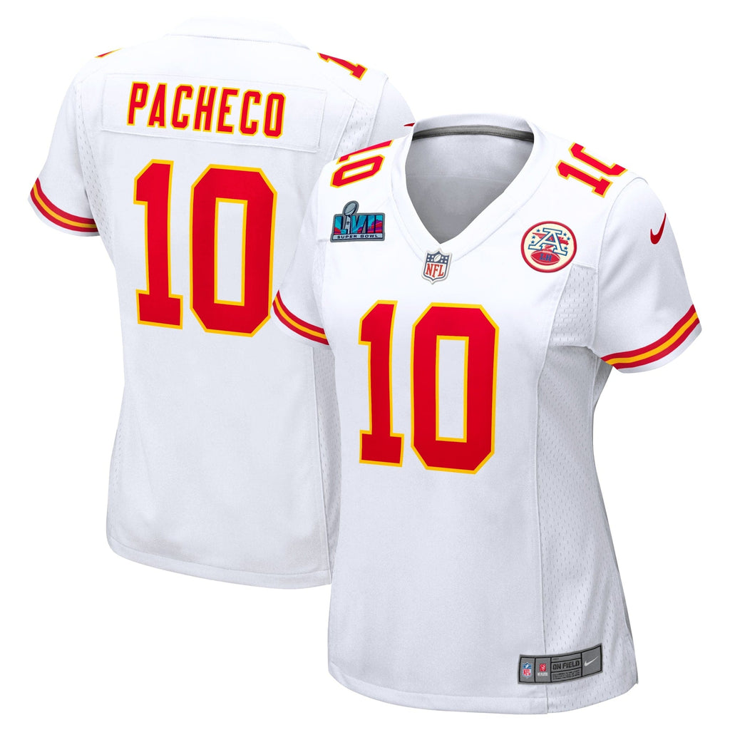 Isiah Pacheco Kansas City Chiefs  Women's Super Bowl LVII Patch Away Game Jersey - White