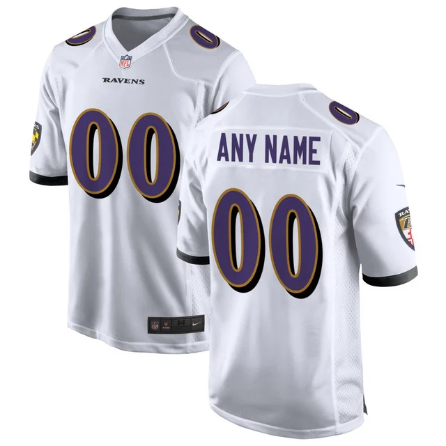 Custom Baltimore Ravens White Game Jersey