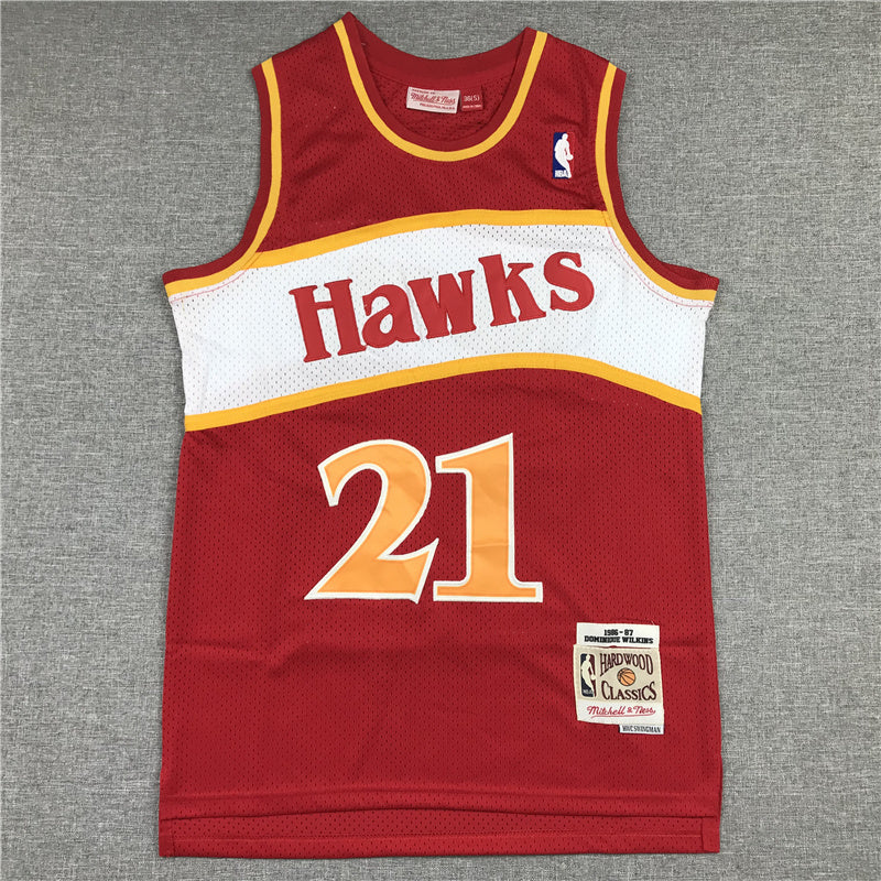 Atlanta Hawks Dominique Wilkins 1986-87 #21 Throwback - Embroidered Jersey
