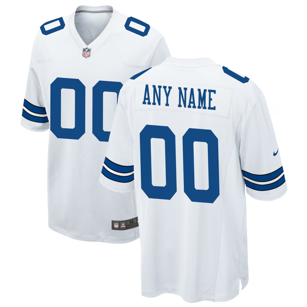 Custom Dallas Cowboys White Game Jersey