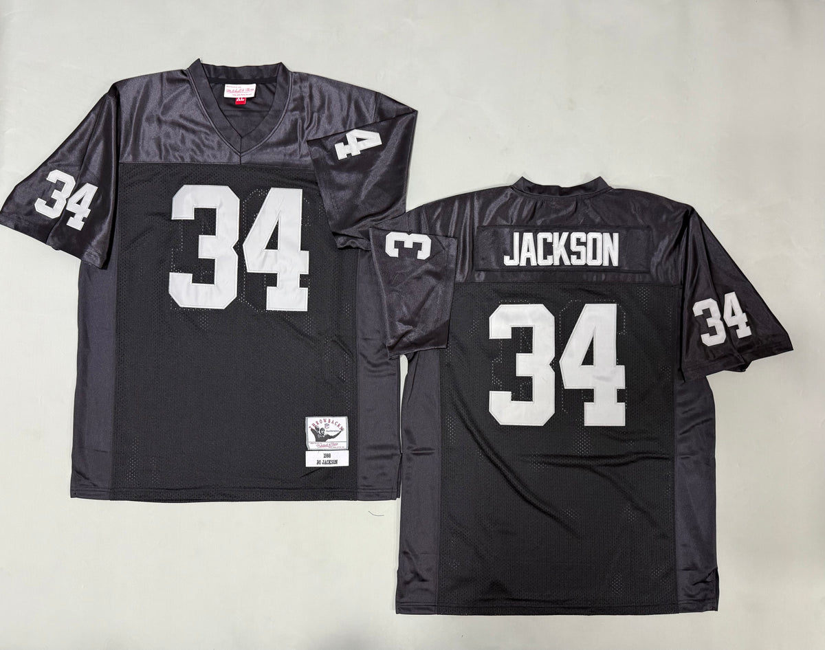 Mens Bo Jackson#34 black Los Angeles Raiders Vintage Throwback Jersey