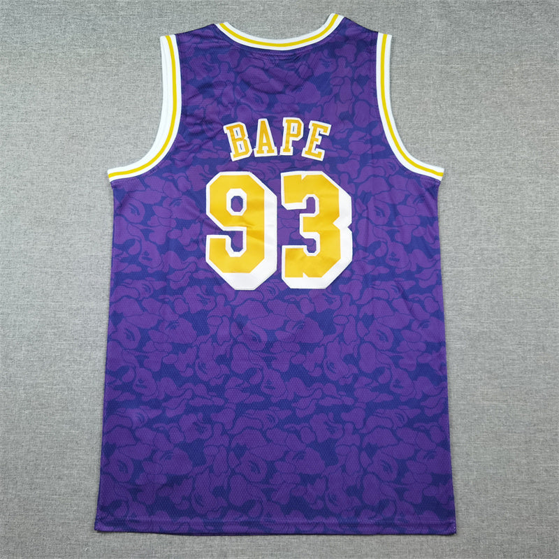 Los Angeles Lakers BAPE #93 1996-97 Throwback Embroidered Jersey