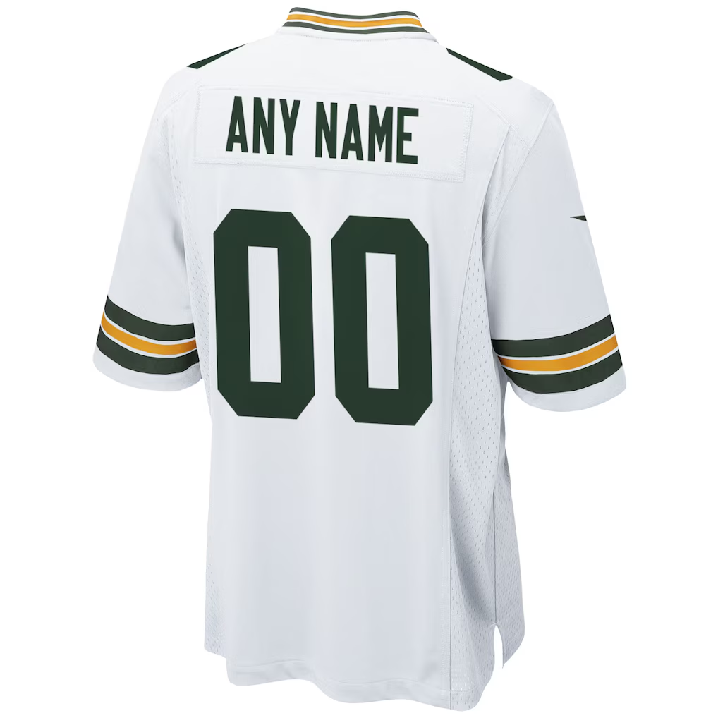 Custom Green Bay Packers White Game Jersey