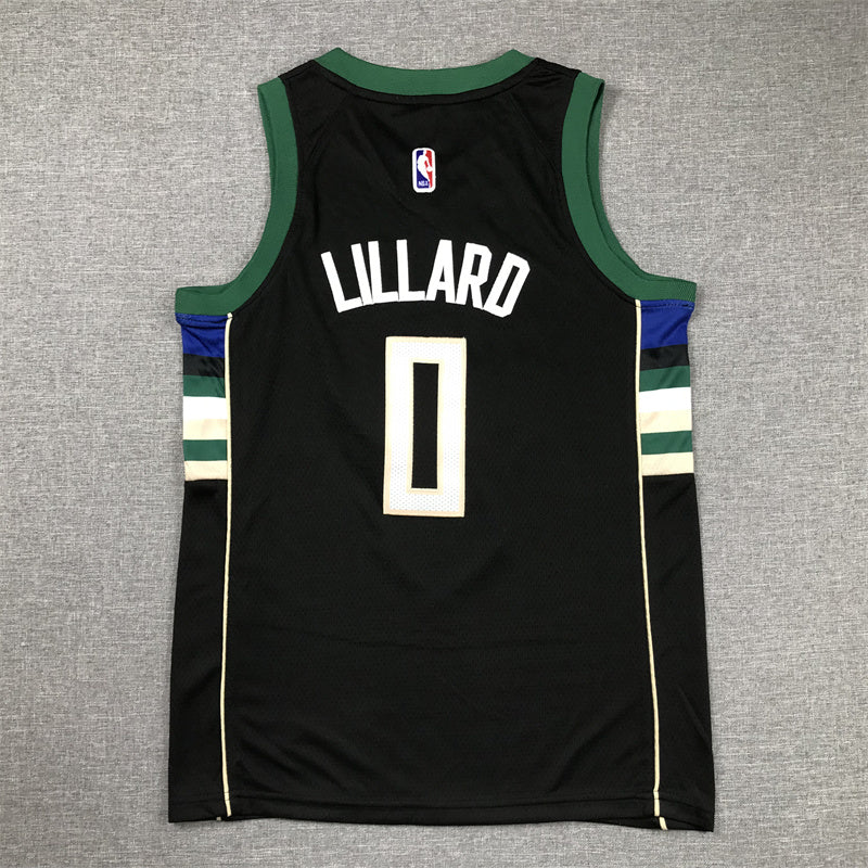 Youth Damian Lillard Milwaukee Bucks #0  Embroidered Jersey