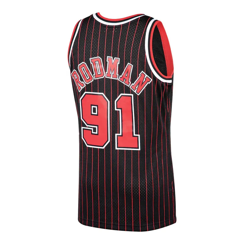 Chicago Bulls Dennis Rodman Mitchell & Ness Black Hardwood Classics Swingman Jersey