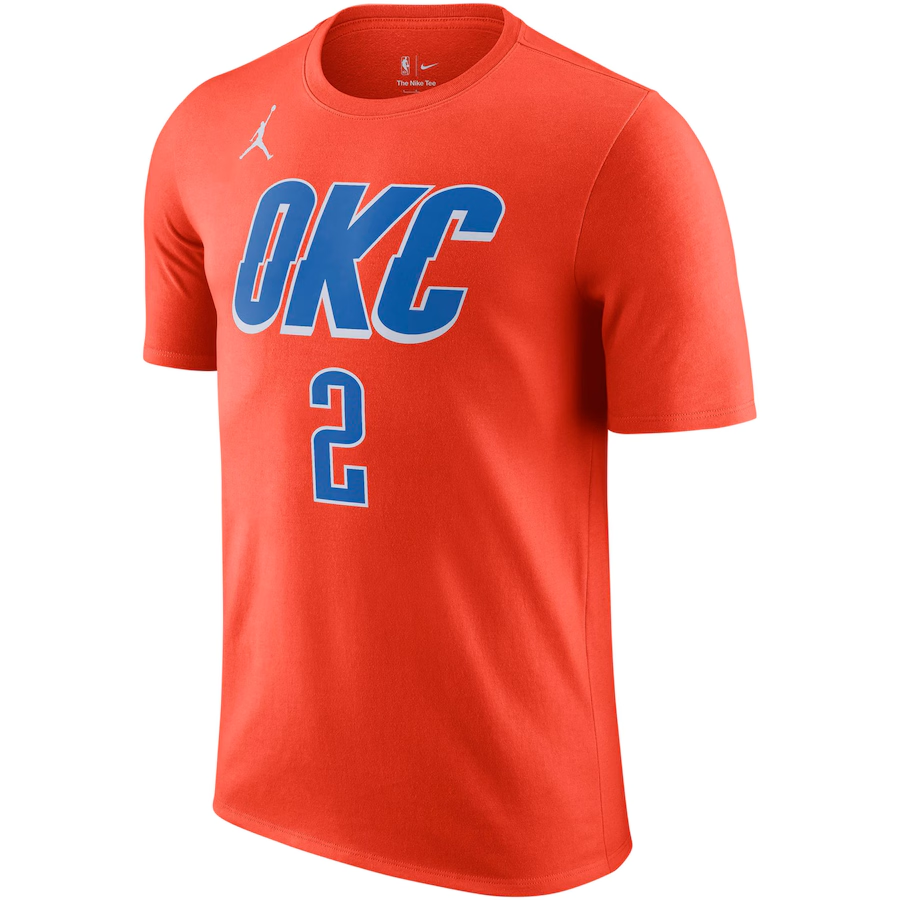 Oklahoma City Thunder Shai Gilgeous-Alexander Jordan Brand Orange 2022/23 Statement Edition Name & Number T-Shirt