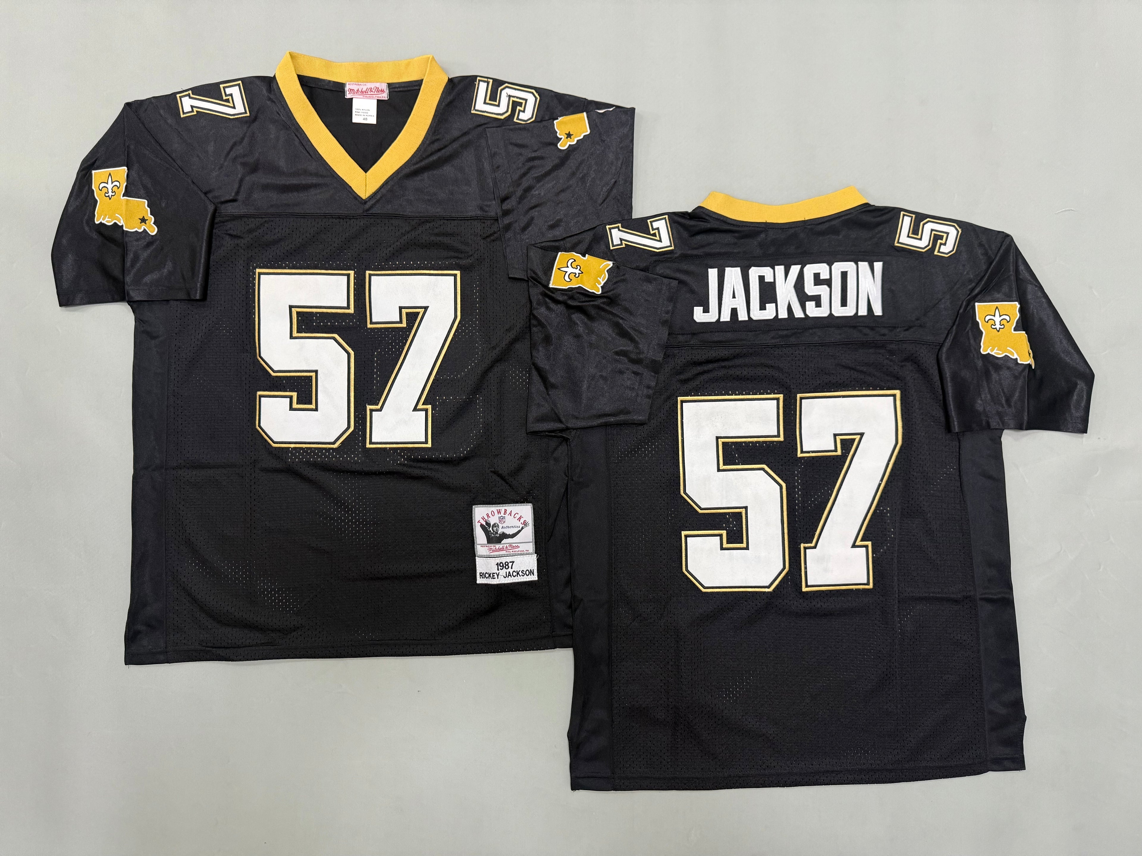 Mens Rickey Jackson#57 black New Orleans Saints Vintage Throwback Jersey