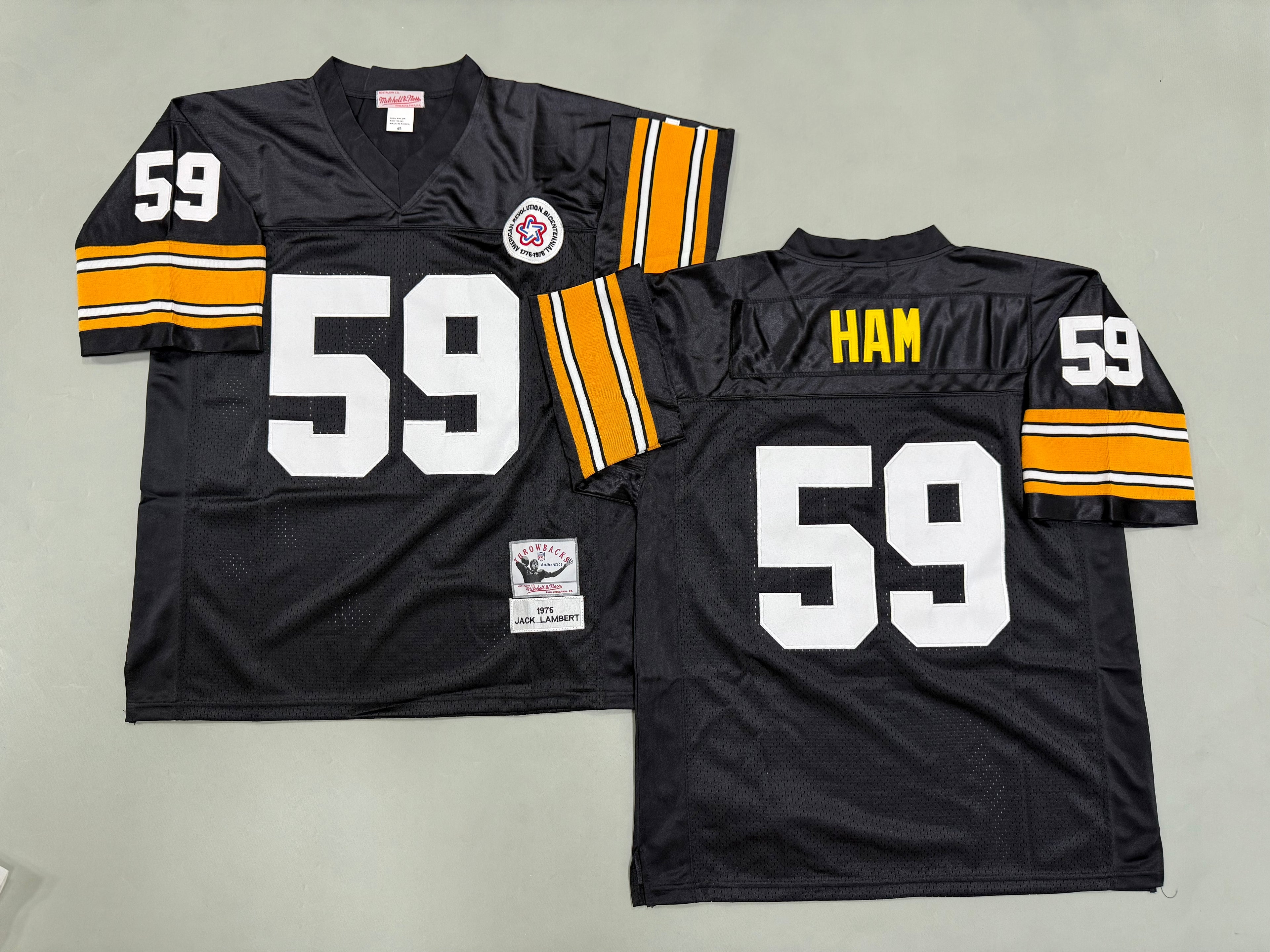 Mens Jack Ham#59 black Pittsburgh Steelers Vintage Throwback Jersey