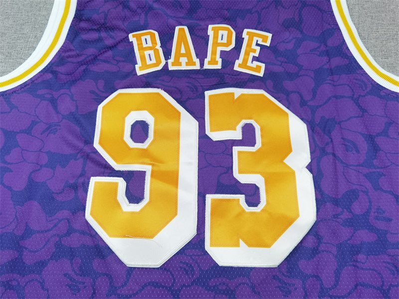 Los Angeles Lakers BAPE #93 1996-97 Throwback Embroidered Jersey