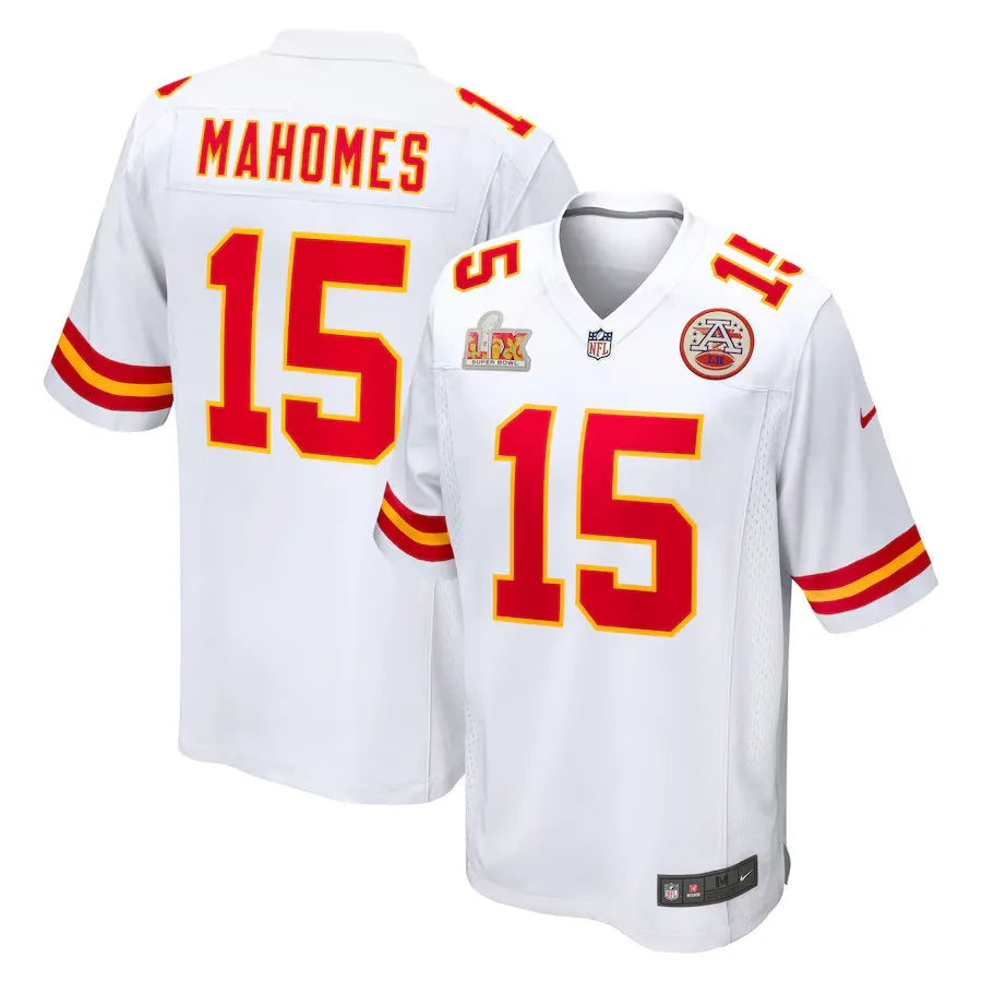 Men's Kansas City Chiefs Patrick Mahomes  white Super Bowl LIX Jersey