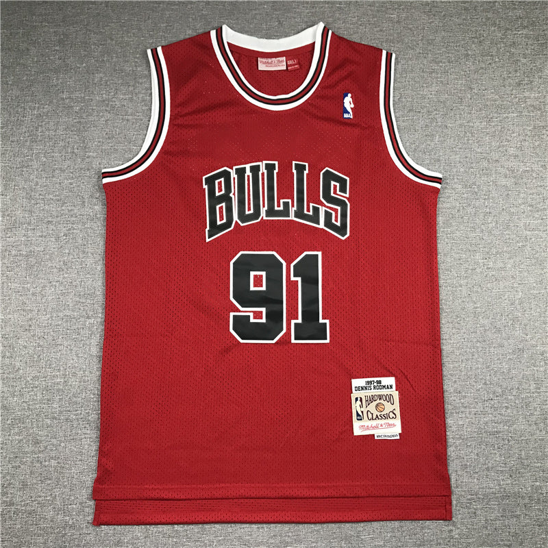 Chicago Bulls Dennis Rodman #91 1997-98 Throwback — Embroidered