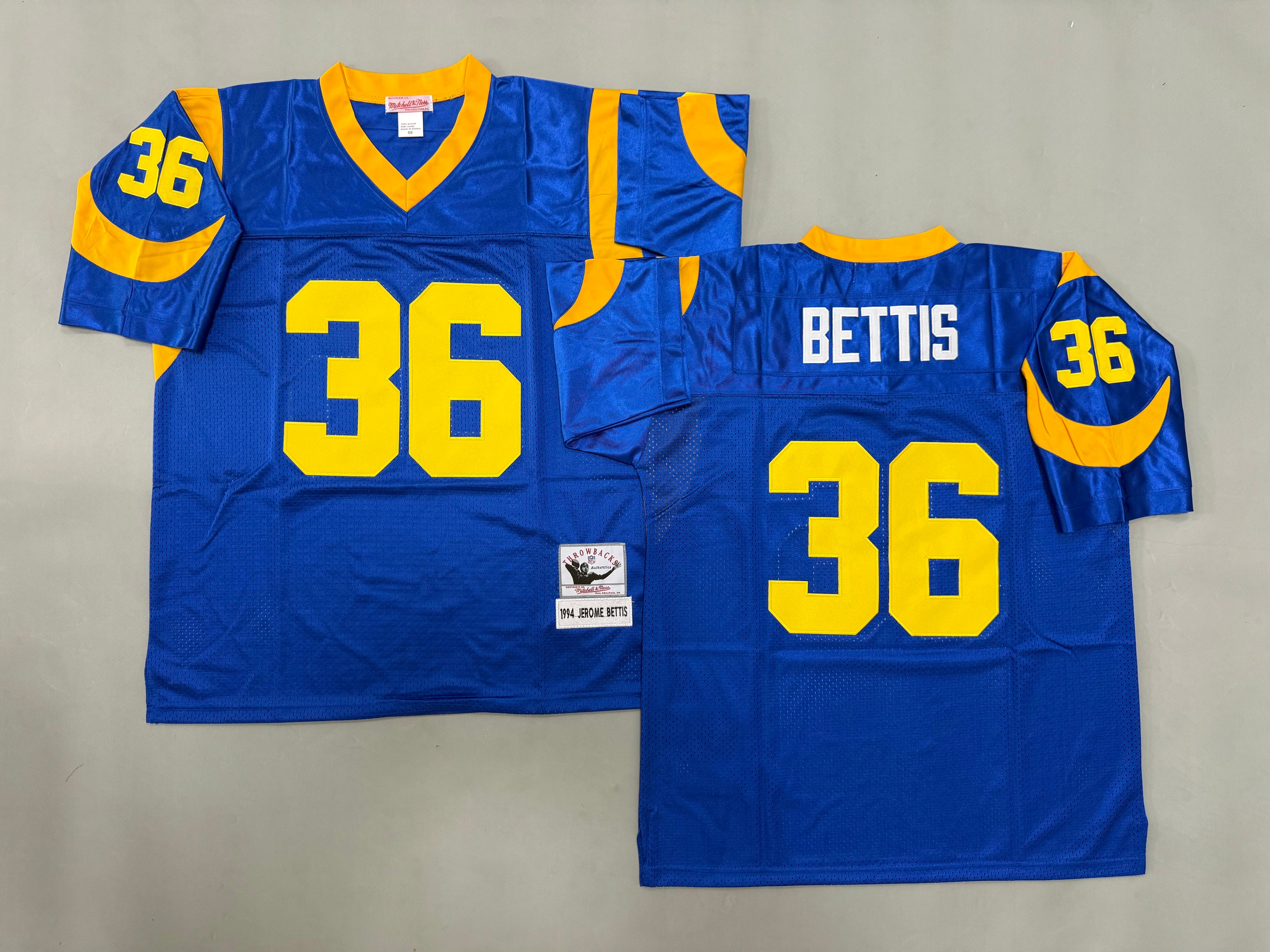 Mens Jerome Bettis#36 Los Angeles Rams Vintage Throwback Jersey