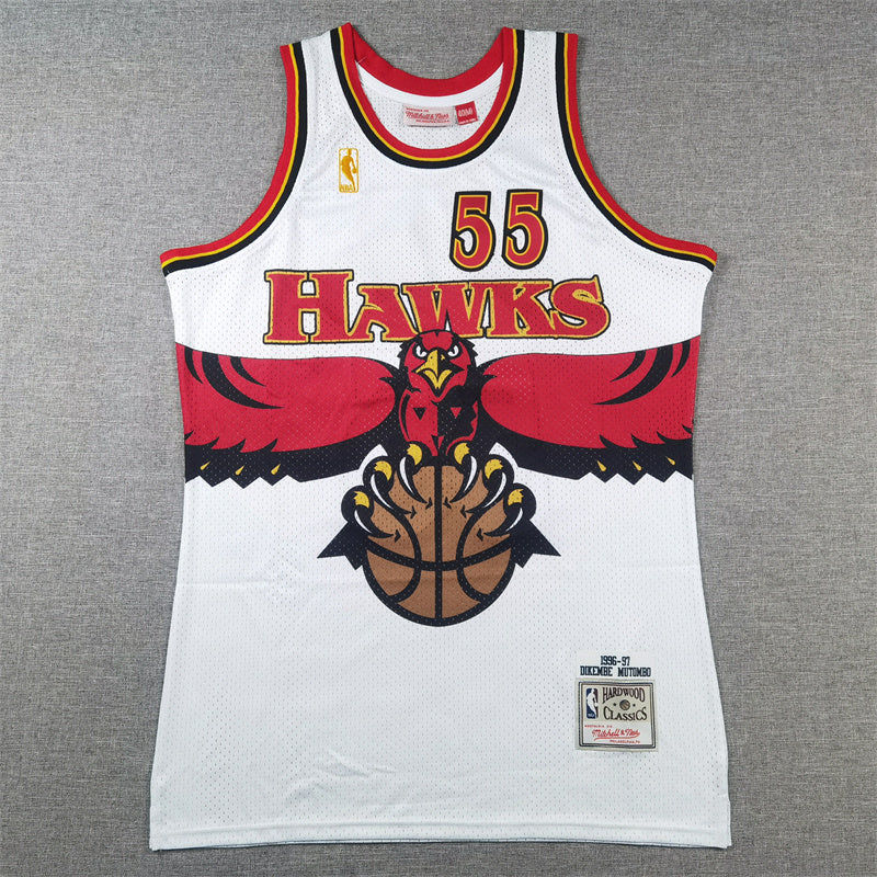 Atlanta Hawks Dikembe Mutombo 1996-97 #55 Throwback - Embroidered Jersey