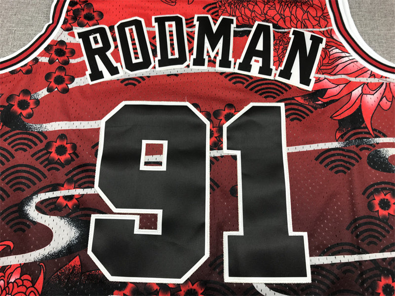 Chicago Bulls Dennis Rodman #91 1997-98 Year of the Rabbit Throwback — Embroidered Jersey