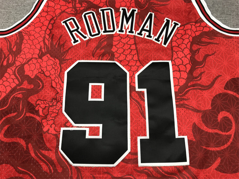 Chicago Bulls Dennis Rodman #91 1997-98 Year of the Dragon Throwback — Embroidered Jersey